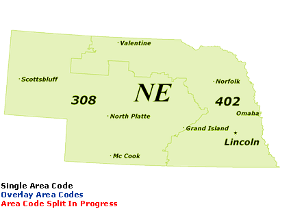 Find Nebraska Area Codes by Map