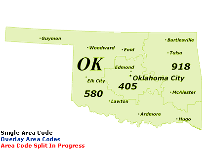 Find Oklahoma Area Codes by Map