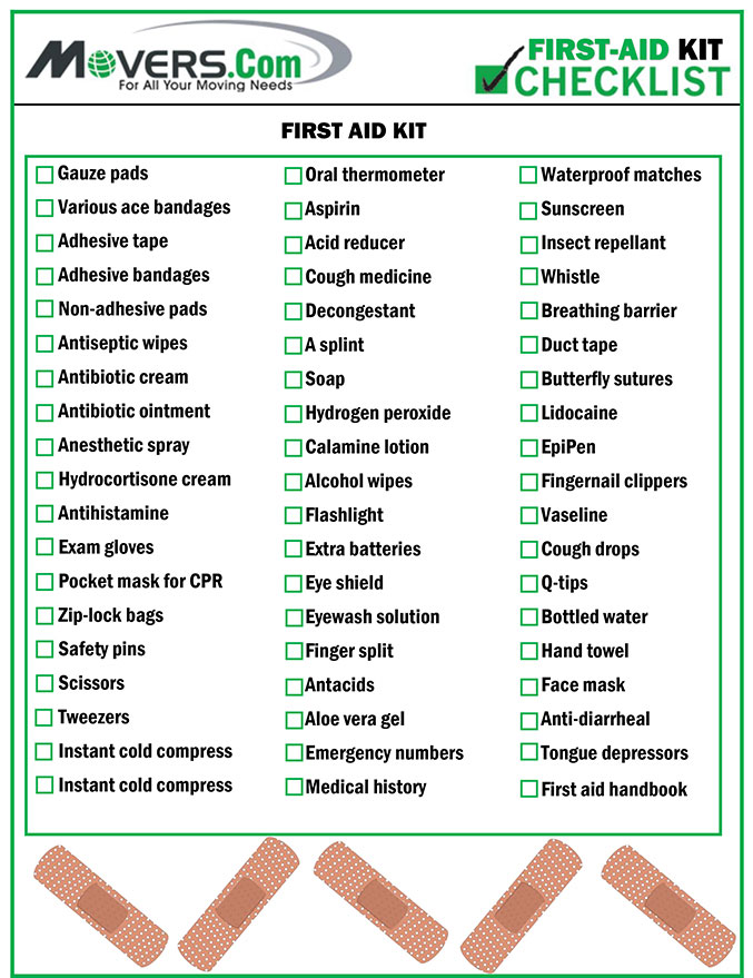 First Aid Kit Car Checklist